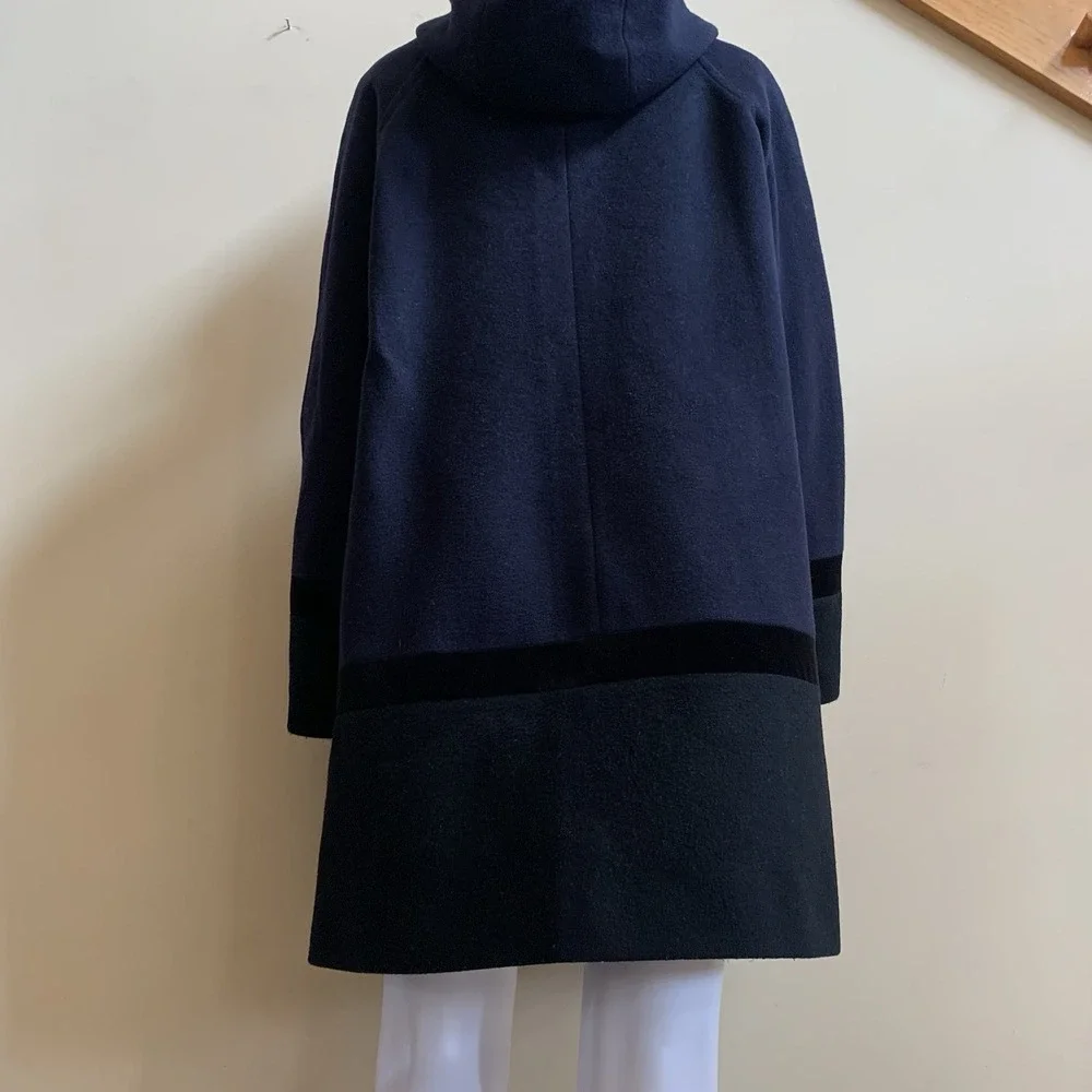 Forecaster of Boston Lamb Wool Winter Coat Hoodie Size 8 Women's Navy Blue Long